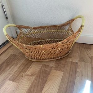 SOLD wicker Rattan Boho Basket with handles